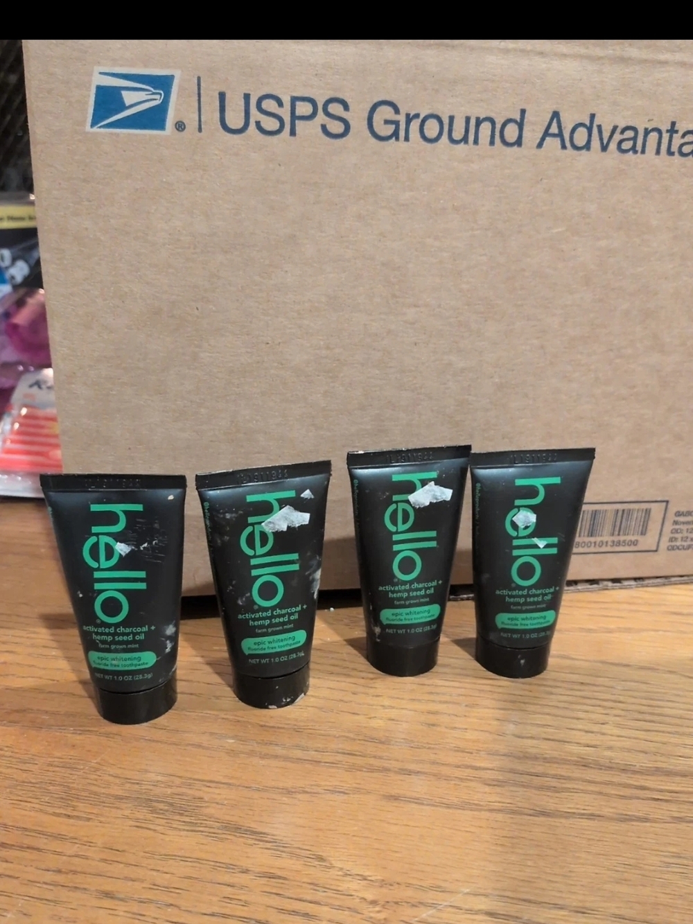 hello Activated Charcoal Travel Toothpaste Tubes - Black & Green (Lot of 4)